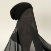 musulman instantané hijab paillettes hijab avec capuchon bonnet instantané satin soie hijab broches châle foulard sous écharpe couverture bandeau
