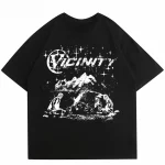 Street wear harajuku hip-hop camiseta masculina y2k rétro surdimensionné manga curta impressa camiseta moda algotton retro estética