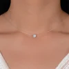 Collier en cristal brillant pour femmes, ligne de pêche transparente, rond en Zircon, ras du cou, chaîne de clavicule minimaliste, bijoux