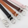 ceinture de taille en métal pu pour femmes et filles, ceinture sauvage, double anneau, environnement, argent et or, robe de loisirs, mode