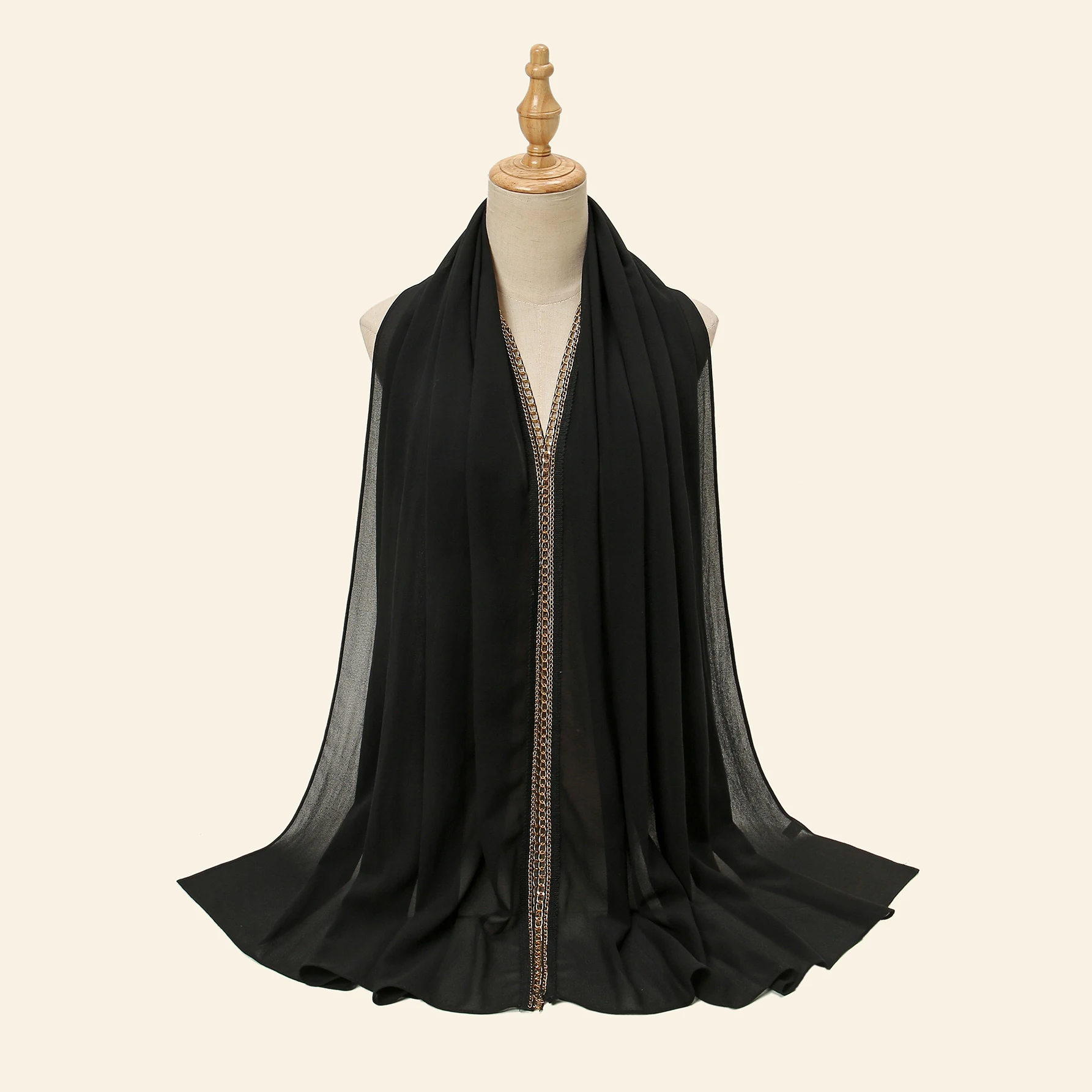 foulard de tête en mousseline de soie dorée pour femme, hijab musulman, châle, rond, long, doux, solide, luxe, 2024