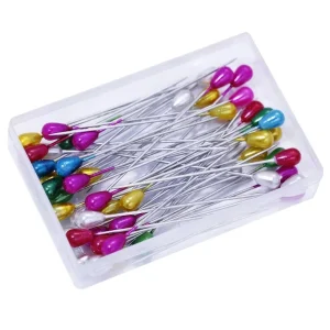 Épingle à coudre à tête de perle arc-en-ciel, outils de couture bricolage, tête grossière, point droit, poussoir, positionnement, 100 pièces, 5.5cm