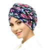 turban indien à imprimé floral pour femme, style ethnique, vêtements de sauna, hijab musulman, bonnets, bonnet chimio, chapeau, couverture contre la perte de cheveux, écharpe de sauna ronde