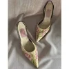 fleurs brodées sandales à talons aiguilles femmes élégantes talons hauts sandales slingback chine broder bout pointu pompes femmes