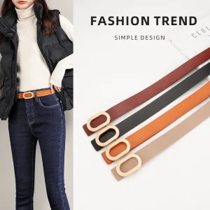 Ceinture en cuir véritable pour femmes, boucle Simple et à la mode, Style Instagram, jupe en jean polyvalente, sensation haut de gamme, usine de ceintures pour femmes