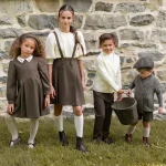 Collection AP Chestnut pour marron, broderie exquise, mode frères sœurs, tenues assorties pour la famille