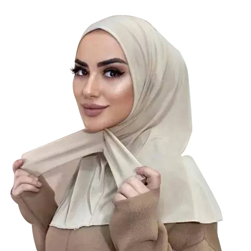 bonnet hijab en coton pour femme musulmane, jersey élastique doux, prêt à l'emploi, couleur unie, bonnets intérieurs instantanés, bandeau pour dames, taille libre