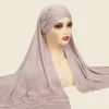 Écharpe hijabs instantanée avec jersey croisé pour femme musulmane, bonnet, sous Écharpe, bonnets intérieurs en diamant, enveloppe de sauna, amira, 1 pièce