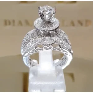 Ensemble de bagues à breloques en Zircon blanc incrusté de couleur argent et argent, bagues de fiançailles et de mariage pour femmes, bijoux à la mode