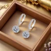 Boucles d&rsquo;oreilles rondes en argent Sterling 925 pour femmes, 1 Carat, Moissanite, Style de soirée de luxe
