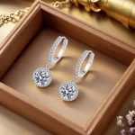 Boucles d&rsquo;oreilles rondes en argent Sterling 925 pour femmes, 1 Carat, Moissanite, Style de soirée de luxe