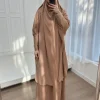ensemble 2 pièces abayas à capuche et jupe pour femmes musulmanes, robes hijab, vêtement de prière eid ramadam, vêtements islamiques rose noir