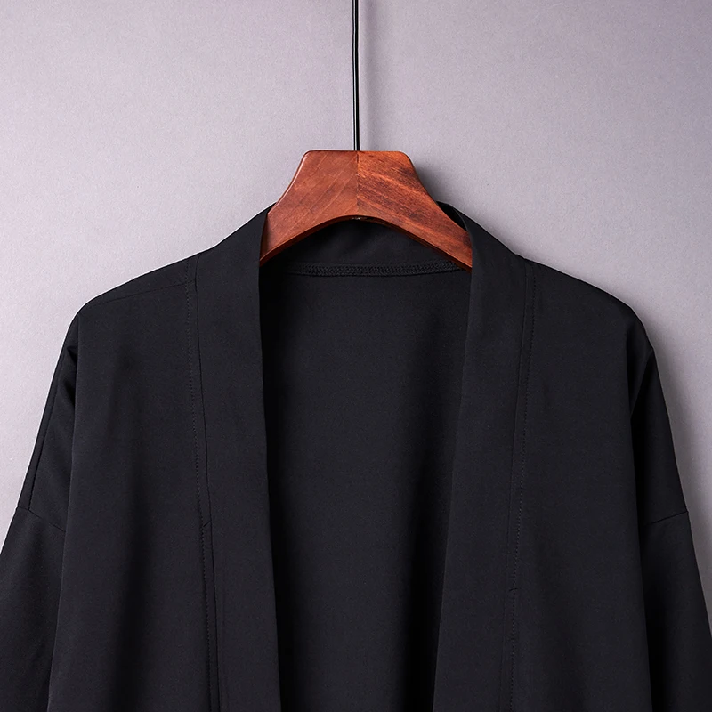 cardigan japonais harajuku haori pour hommes et femmes, chemise de plage blanche, longue, cosplay, noir, streetwear