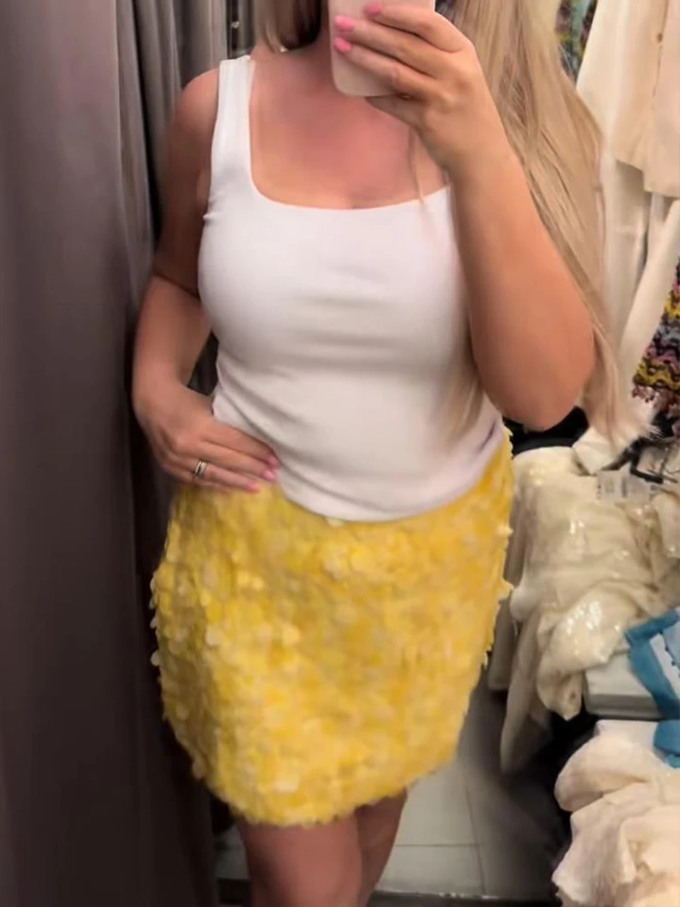 demi jupe de plage à paillettes, mode amincissante, taille haute, brillante, robe de soirée, élégante, ligne a, mini jupes, vêtements pour femmes