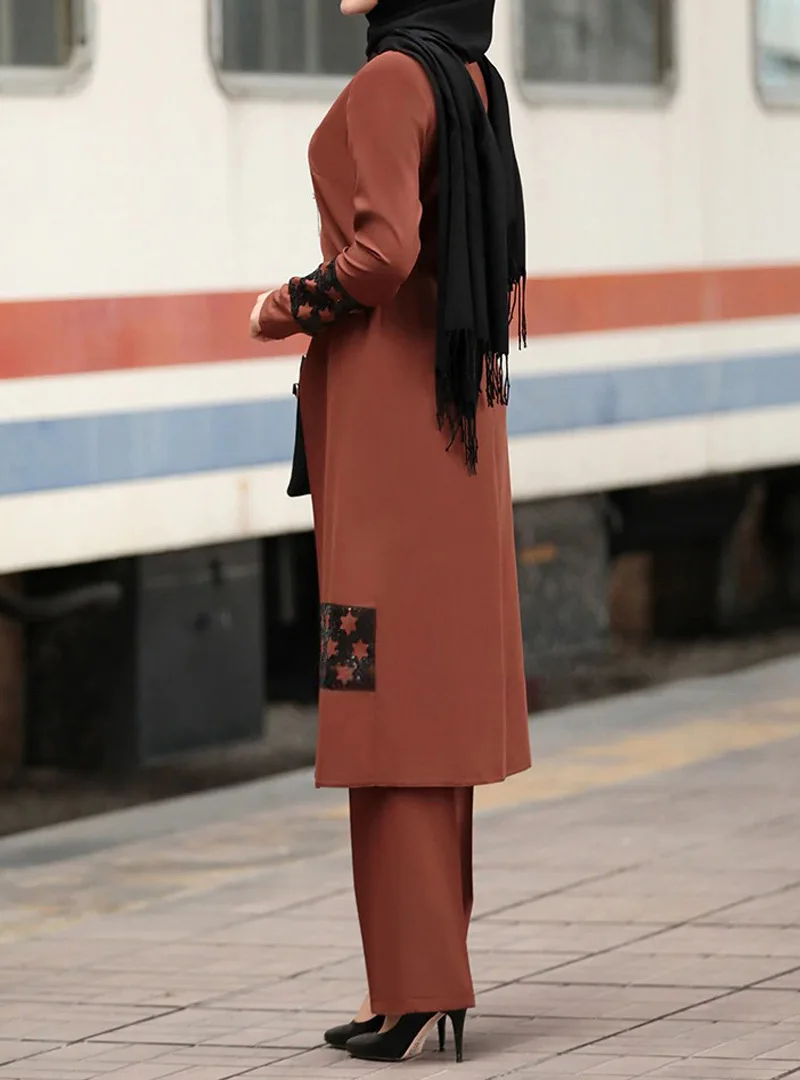 robe musulmane 2 pièces pour femmes, corset, chemise trempée, pantalon large, dubaï abaya à lacets, vêtements caftan