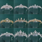 Diadèmes en cristal strass pour femmes, bijoux de cheveux de mariée, accessoires de cheveux de mariage, couronne de princesse, bandeau de fête reine