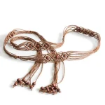 Corde de taille tissée bohème pour femmes, sangle aught, pendentif perle de bois, ceinture à pampilles pour femmes, accessoires de robe de mode, environnement pour dames, nouveau