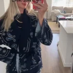 Manteaux à pampilles en Jacquard pour femmes, ceinture à lacets, col en v, châle, Cardigan, taille cintrée, hauts trapèze, mode automne, nouveaux vêtements féminins