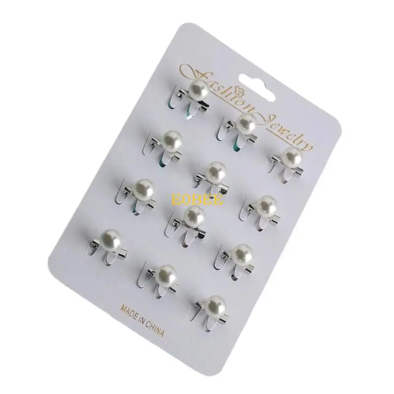 E0be Pack 12 fausses perles embellies Écharpe Fattage Pin sécurité pour châle hijab musulmans femmes broches décoratives