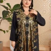 Musulman arabe femme ample décontracté rétro ethnique impression noir col en v manches longues vêtements Abaya femmes dubaï longue robe grande taille Musulman arabe femme ample décontracté rétro ethnique impression noir col en v manches longues vêtements Abaya femmes dubaï longue robe grande taille
