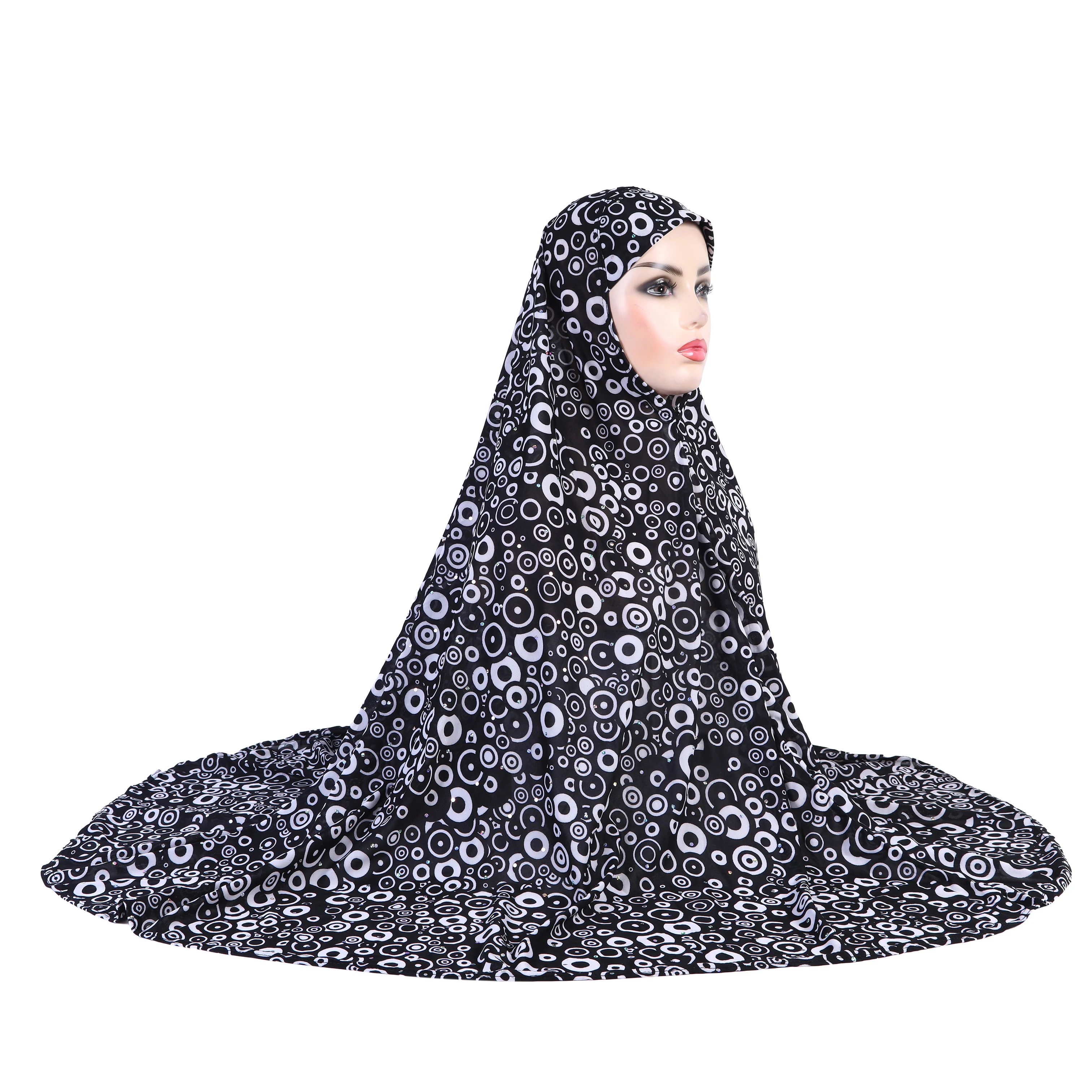Extra grande taille doux imprimé XXXL musulman prier hijab amira tirer sur foulard islamique foulard