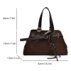 sacs à main en daim souple pour femmes, design avec boucle de ceinture d'hiver, sacs à poignée supérieure, sac à bandoulière de grande capacité, sacs à main de styliste