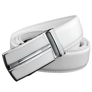 Ceinture en cuir véritable unisexe pour hommes et femmes, couleur blanche élégante, boucle automatique, sangles de taille pour Jeans, marque célèbre de luxe de styliste Ceinture en cuir véritable unisexe pour hommes et femmes, couleur blanche élégante, boucle automatique, sangles de taille pour Jeans, marque célèbre de luxe de styliste