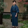 kimono samouraï traditionnel japonais pour homme, robe de bain, style hekoobi adt, vêtement de sauna, longue ceinture, en coton