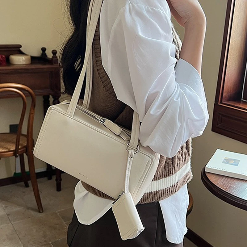 Sac à main marron en cuir PU pour femmes, petit sac texturé vintage, polyvalent, mode coréenne