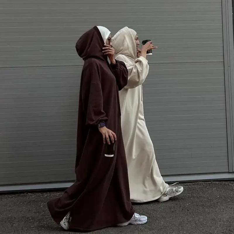 Abaya à capuche pour femme, robe musulmane arabe, robe maxi décontractée, caftan uni, robe à manches longues, mode dubaï, adt burqa Abaya à capuche pour femme, robe musulmane arabe, robe maxi décontractée, caftan uni, robe à manches longues, mode dubaï, adt burqa