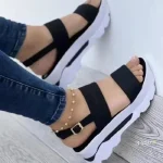 Femmes sandales chaussures à semelles compensées légères pour femmes sandales d&rsquo;été chaussures à plate-forme avec talons Sandalias Mujer chaussures d&rsquo;été décontractées