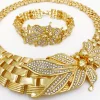 ytjx – ensemble de bijoux de mariage, collier ras du cou africain à grande fleur, bracelet en zircon fin, piercing, boucle d'oreille, bague plaquée or 18 carats