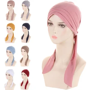 Écharpe de sauna pré-nouée pour femme, hijab intérieur musulman, turban féminin, bonnet de chimio contre le cancer, couverture de perte de cheveux, vêtements de sauna, bandana commandé