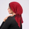strass décor turban chapeau musulman hijabs couleur unie élastique bandeau décontracté crâne casquette bonnets chimio casquette pour les femmes