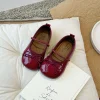 ballerines rondes en cuir verni pour bébé fille, chaussures de ballerine classiques avec nministériels d papillon et bande artificiel astique, robe douce pour enfant en bas Âge