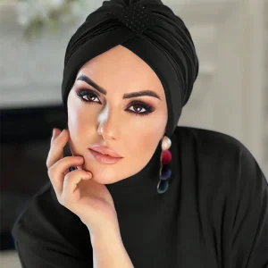 Casquettes Hijab pour femmes, tissu élastique, diamants, Turban musulman instantané, prêt à porter, décoration à fixer à chaud Casquettes Hijab pour femmes, tissu élastique, diamants, Turban musulman instantané, prêt à porter, décoration à fixer à chaud