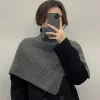 Écharpe pull châle pour femme, solide, doux, chaud, cape initiée, automne, hiver, col roulé, faux
