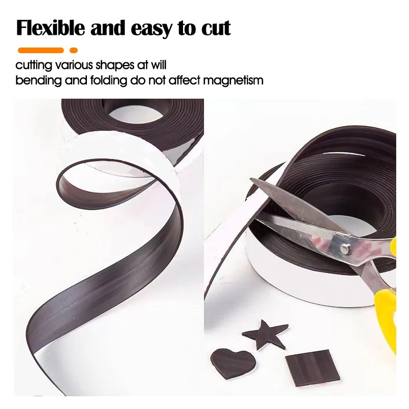 bandes magnétiques robustes, ruban magnétique flexible adhésif fort pour réfrigérateur, tableau blanc, projets d'artisanat de bricolage, stockage d'affiches photos