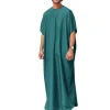 hommes islamique arabe kaftan vintage solide À manches courtes adt rétro robes abaya dubaï moyen orient musulman vêtements s 5xl