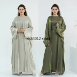 Abaya Abaya – caftan de dubaï pour femmes musulmanes, ensemble 2 pièces, robe turquie, vêtements islamiques, Kaftan Kebaya, Kimono Jalabiya