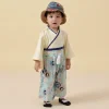 kimono japonais pour enfants, vêtements traditionnels pour bébés filles et garçons, imprimé floral, couleurs patchwork, vêtements de festival yukata, nouvelle collection 2025