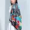 Marque de luxe carré Foulard en soie femmes Satin imprimé Hijab foulards musulman paréo Bandana femme châle enveloppement bandeau Foulard 90*90 cm