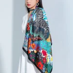 Marque de luxe carré Foulard en soie femmes Satin imprimé Hijab foulards musulman paréo Bandana femme châle enveloppement bandeau Foulard 90*90 cm