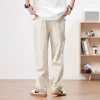 pantalon beige pour hommes, en coton, tendance, polyvalent, droit, décontracté, américain, ample, mode printemps et automne