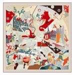 Foulard en soie femmes cirque Troup imprimer foulards carrés tête Echarpes Foulards en soie Femme enveloppes plage châle Bandana dame Hijabs 90CM