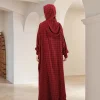 nouveau modal musulman hijab abaya avec robe à capuche à manches longues khimar robe filles caftan dubaï islam vêtements de prière avec bretelles