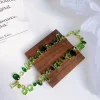 ensemble de bijoux fins de marque de luxe originale, cristal de zircon vert, collier, boucle d'oreille, bracelet, breloques pour femmes, accessoires de mariage