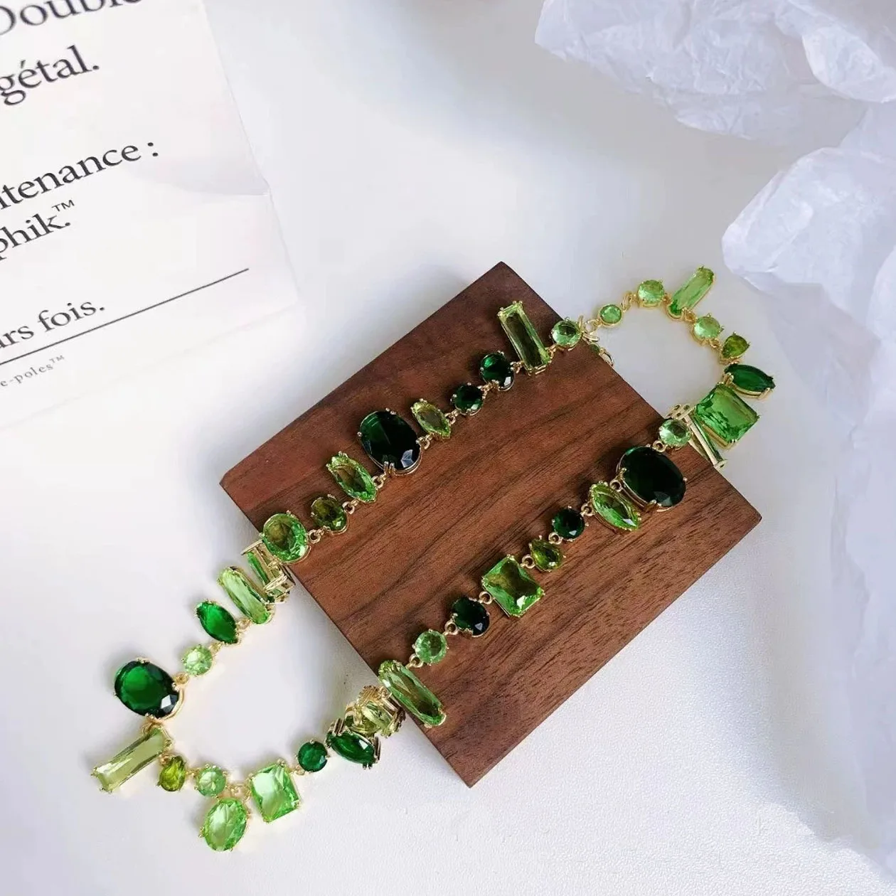 ensemble de bijoux fins de marque de luxe originale, cristal de zircon vert, collier, boucle d'oreille, bracelet, breloques pour femmes, accessoires de mariage