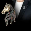 Broches tête de cheval en émail strass pour femmes, broches d&rsquo;animaux unisexes, porte-clés, cadeaux de fête, bijoux, accessoire de décoration