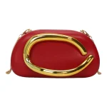 Sac à main en cuir PU pour femmes, poignée en métal et sangle amovible, pochette tendance, pochette à bandoulière pour dîner de soirée